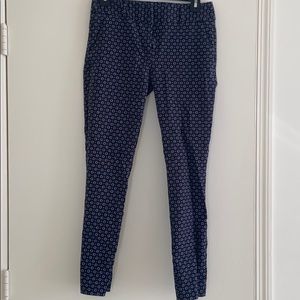 Printed navy skinny dress pants